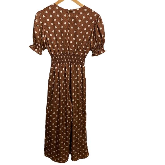 Slate and Willow Jumpsuit Sketched Polka Dot Brown White Size 2 - Picture 8 of 15